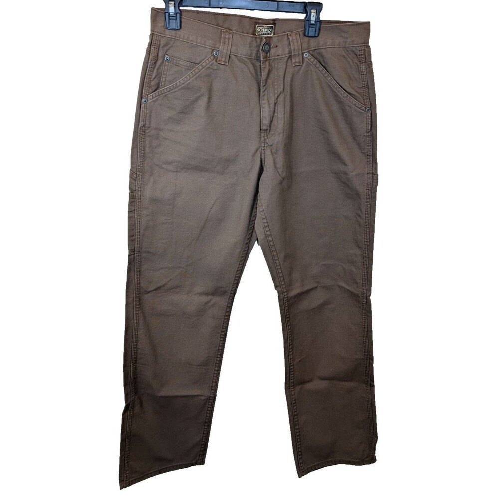 C.E. Schmidt Men Utility Work Pant Brown Relaxed Fit 100% Cotton Workwear 32x34